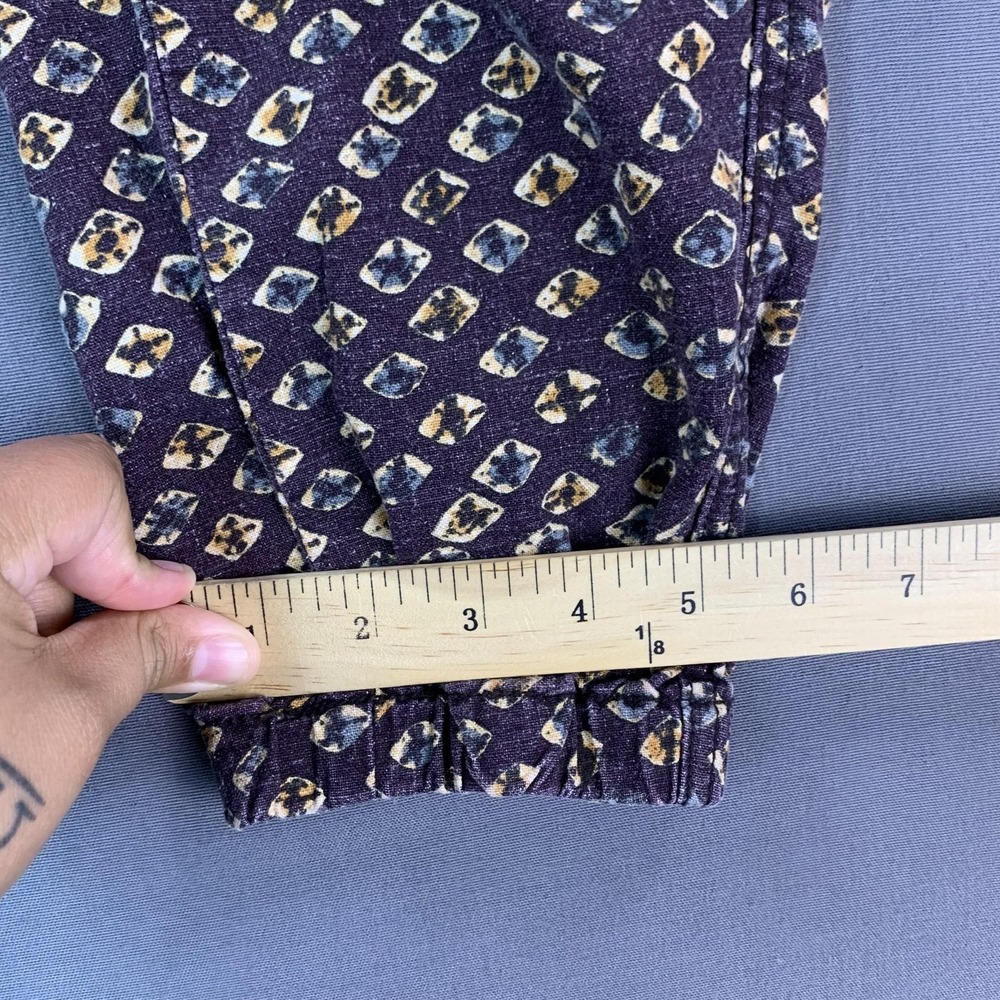 Anthropologie Pants Women XS Purple Lin Jogger Elastic Waist Cuffed Crop Geo AOP - Picture 12 of 15